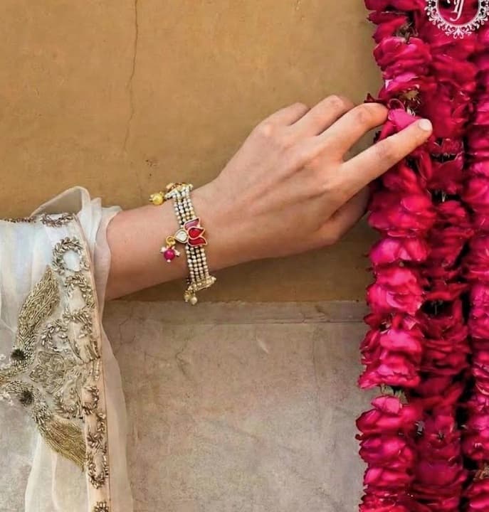Artisanal pure 925 sterling silver bridal payal and carved kada